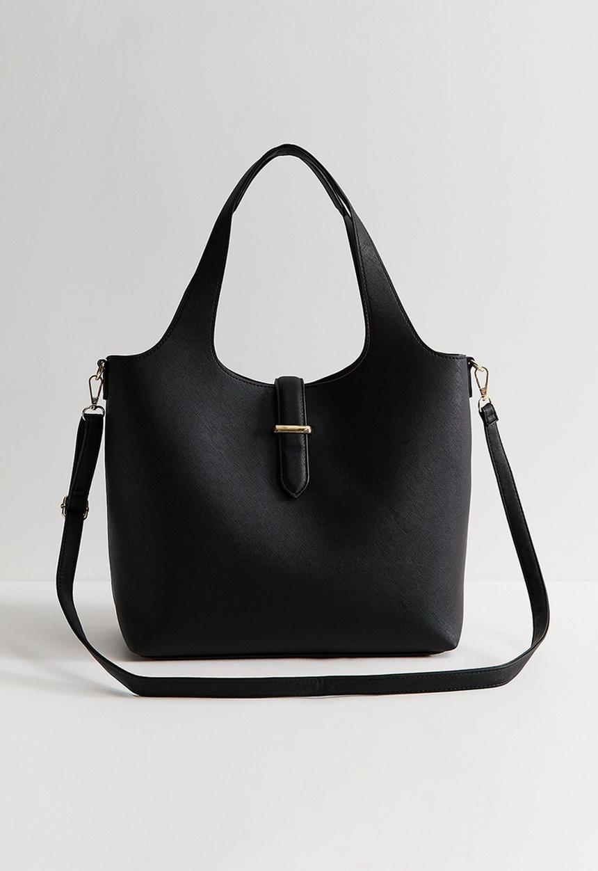 New Look - Faux Leather Slip Front Tote Bag - Black