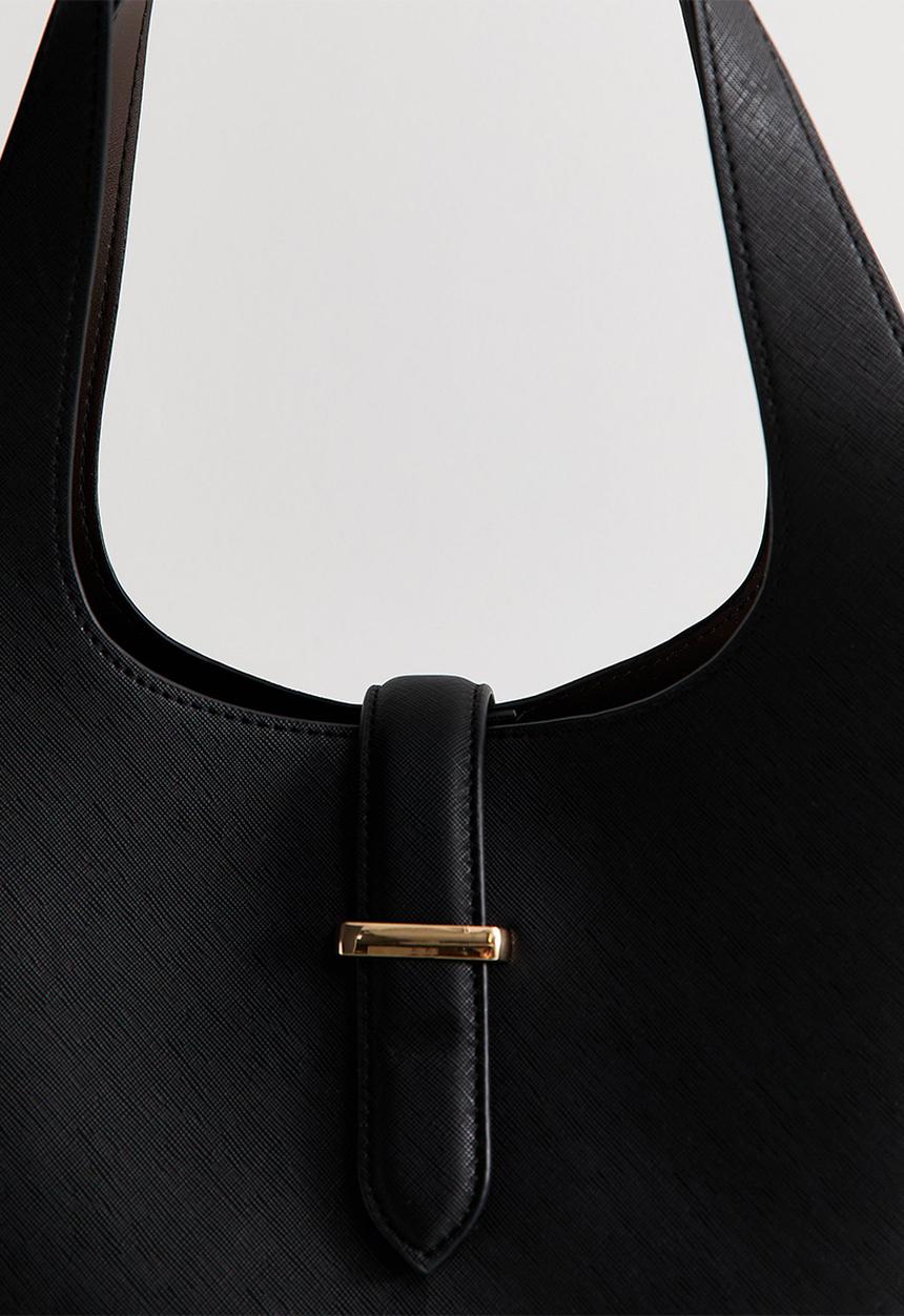 New Look - Faux Leather Slip Front Tote Bag - Black