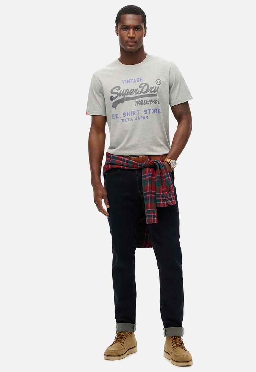 Superdry. - Vl Heritage Relaxed Tee - College Grey Marl