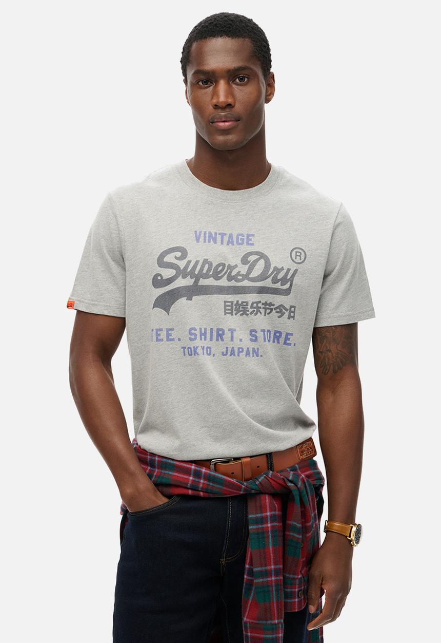 Superdry. - Vl Heritage Relaxed Tee - College Grey Marl