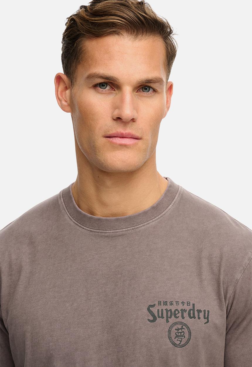 Superdry. - Tokyo Narrative Loose Tee - Dark Pebble Grey