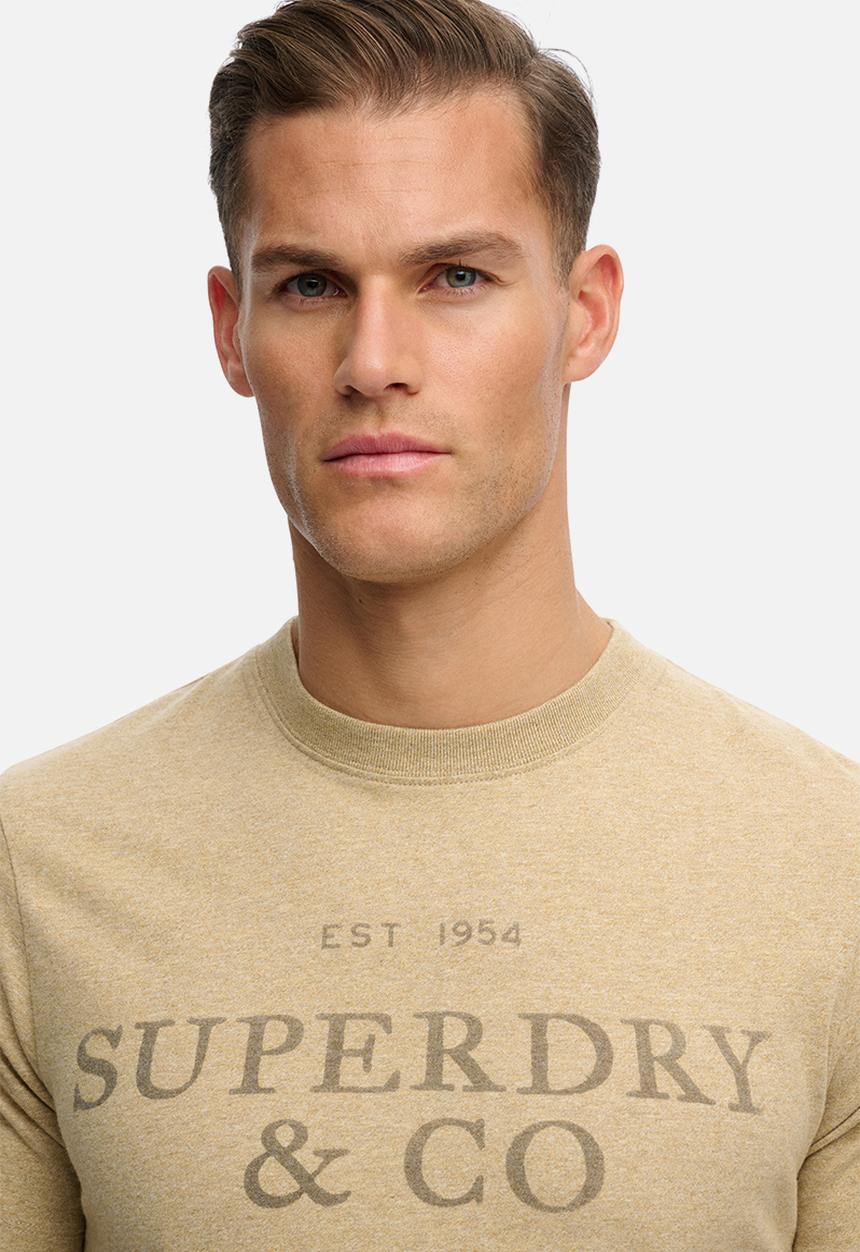 Superdry. - 1954 Company Relaxed Tee - Pumice Stone Beige Marl