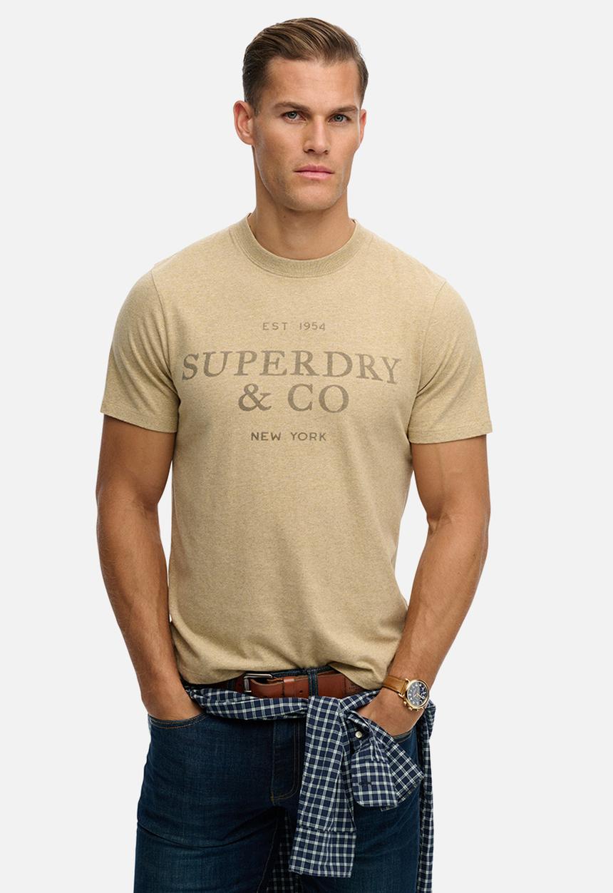 Superdry. - 1954 Company Relaxed Tee - Pumice Stone Beige Marl