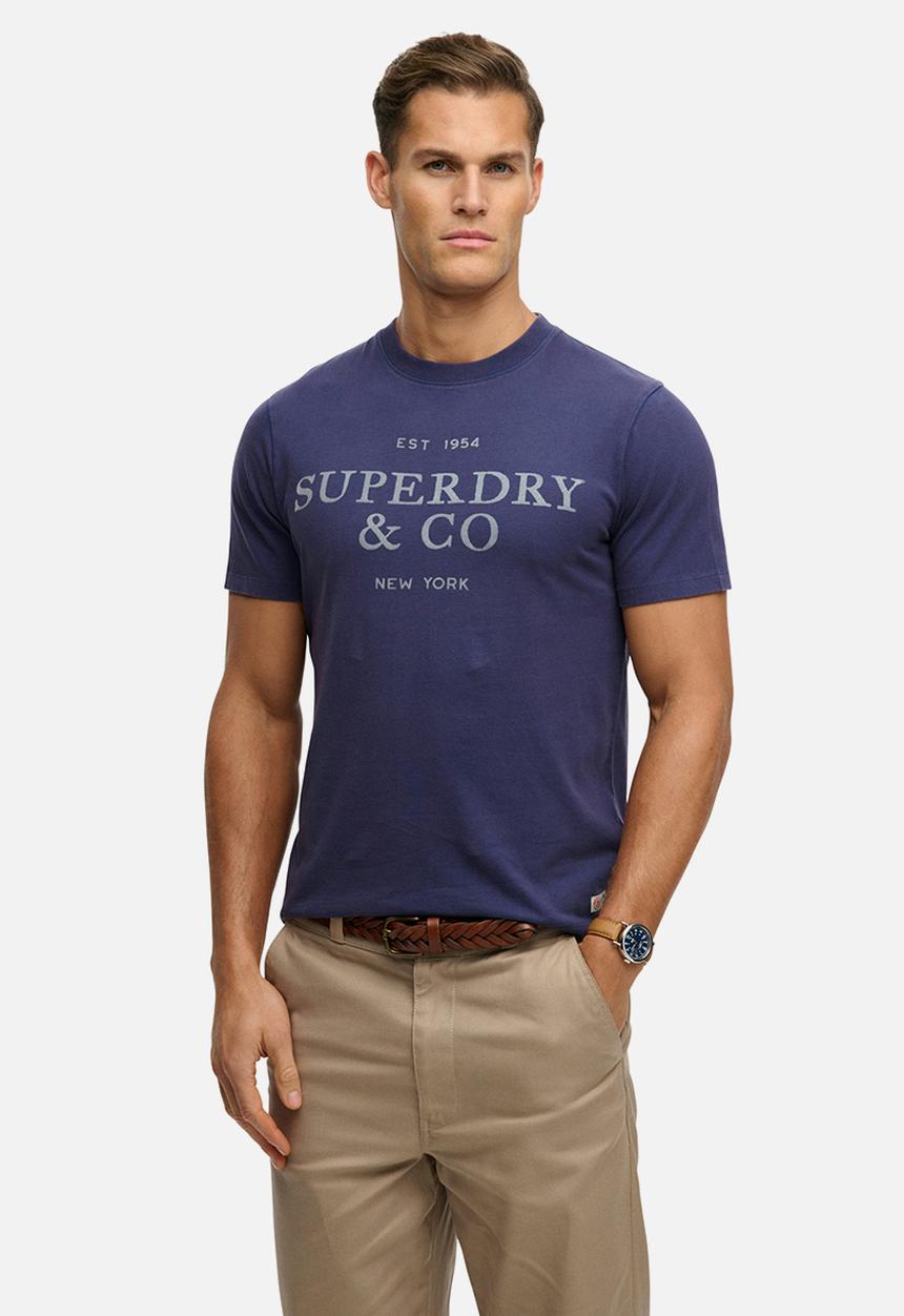 Superdry. - 1954 Company Relaxed Tee - Patriot Blue