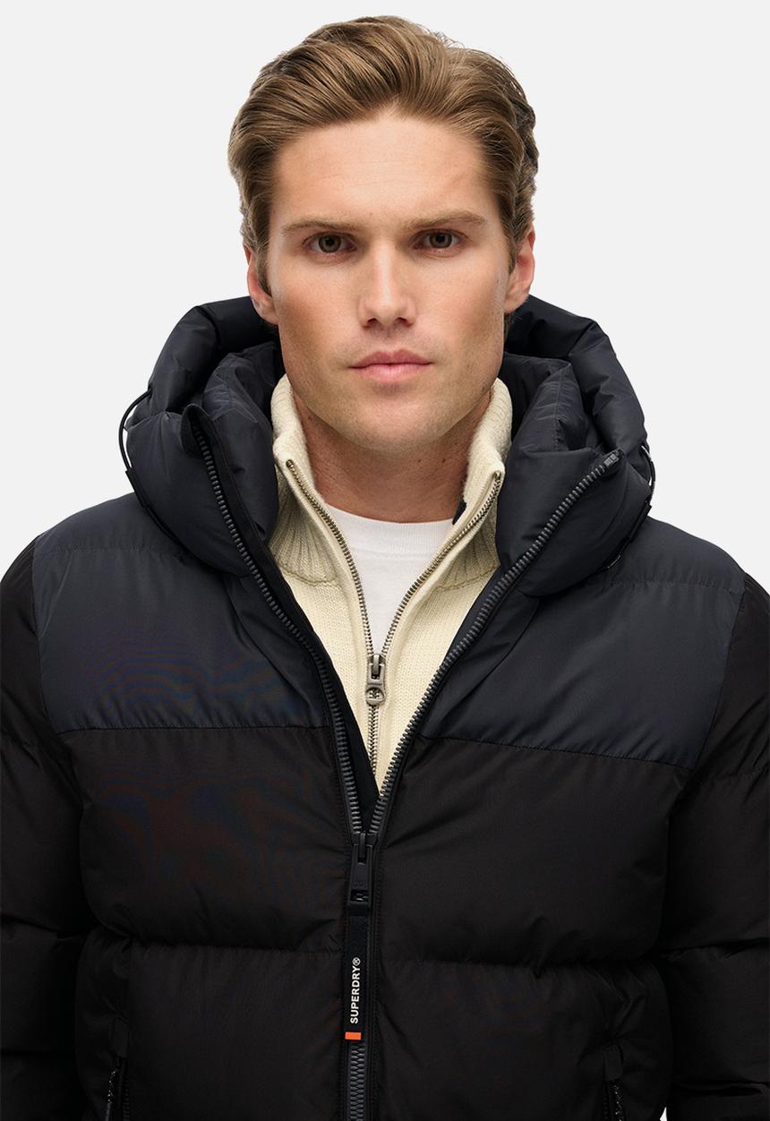 Superdry. - Colourblock Hooded Puffer Jacket - Black/Ebony