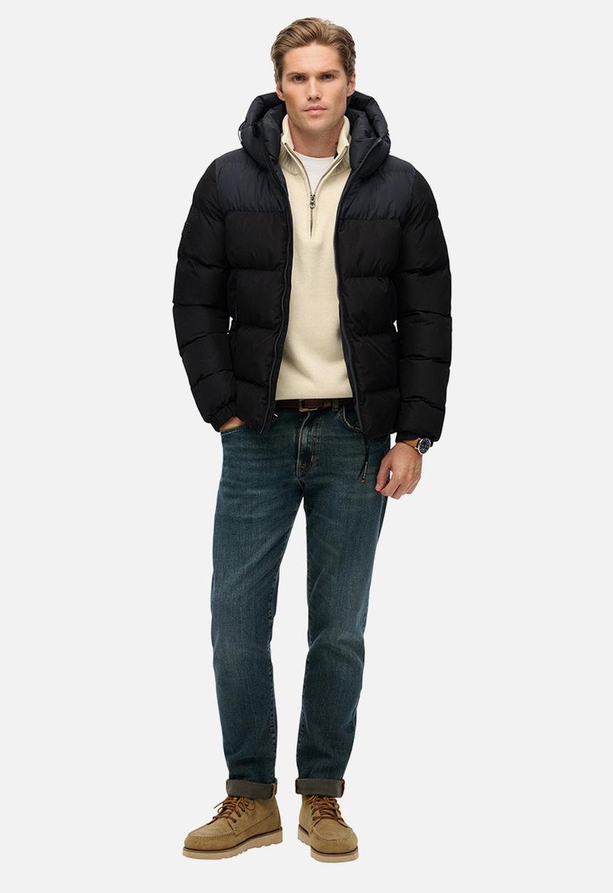 Superdry. - Colourblock Hooded Puffer Jacket - Black/Ebony