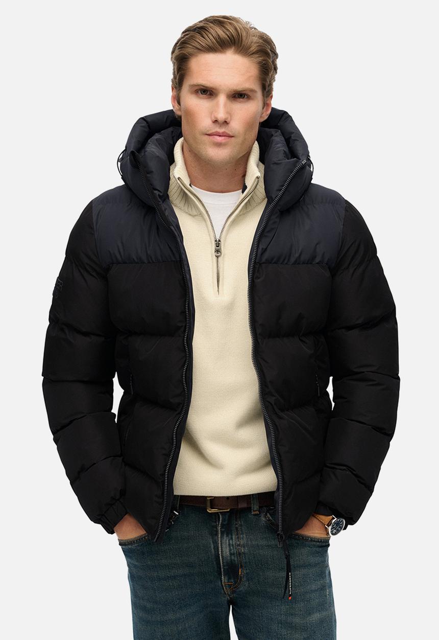Superdry. - Colourblock Hooded Puffer Jacket - Black/Ebony
