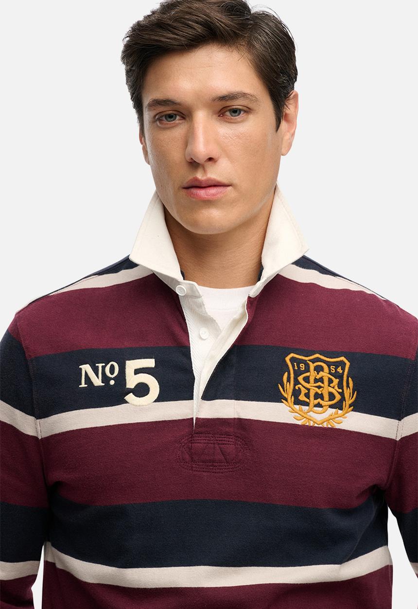 Superdry. - Double Emblem Stripe Rugby - Port/Navy Stripe 