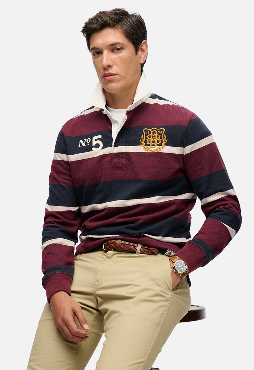 Superdry. - Double Emblem Stripe Rugby - Port/Navy Stripe 