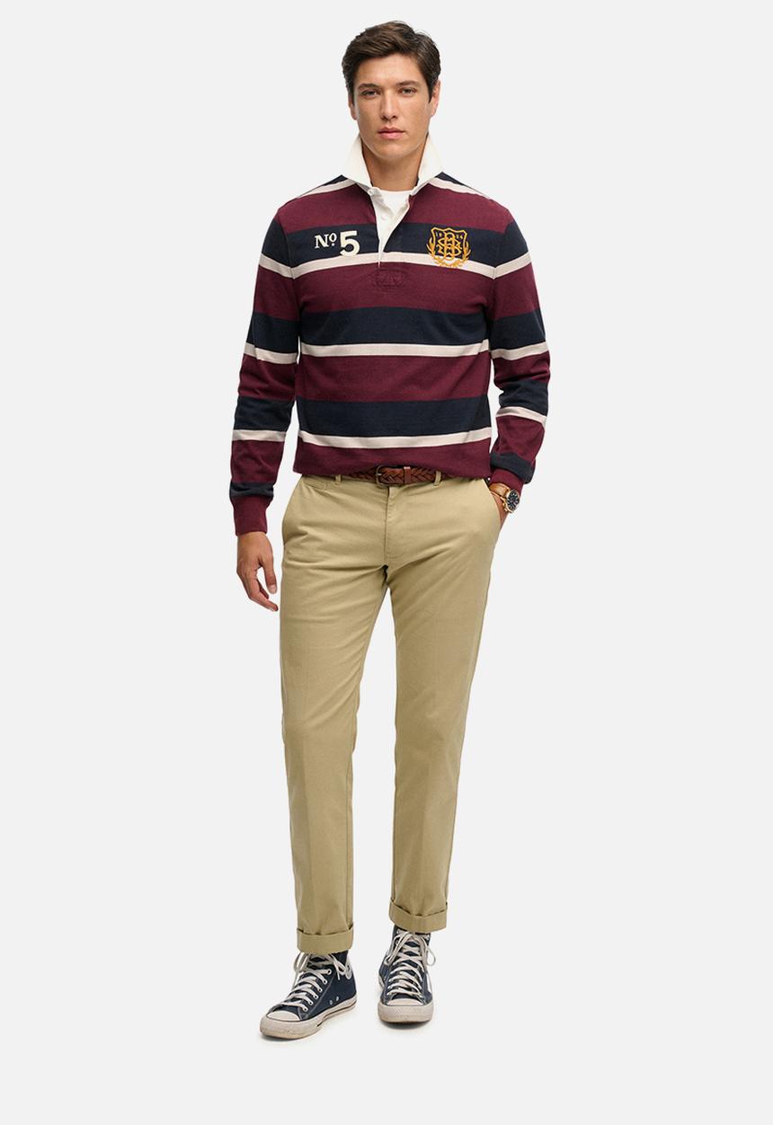 Superdry. - Double Emblem Stripe Rugby - Port/Navy Stripe 