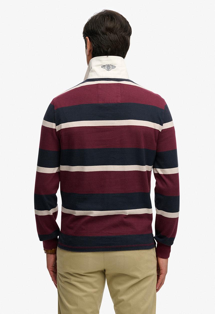 Superdry. - Double Emblem Stripe Rugby - Port/Navy Stripe 