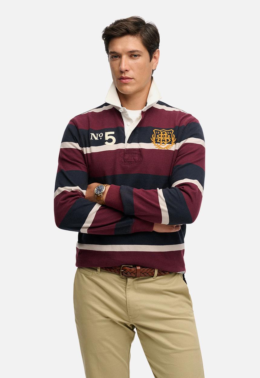 Superdry. - Double Emblem Stripe Rugby - Port/Navy Stripe 