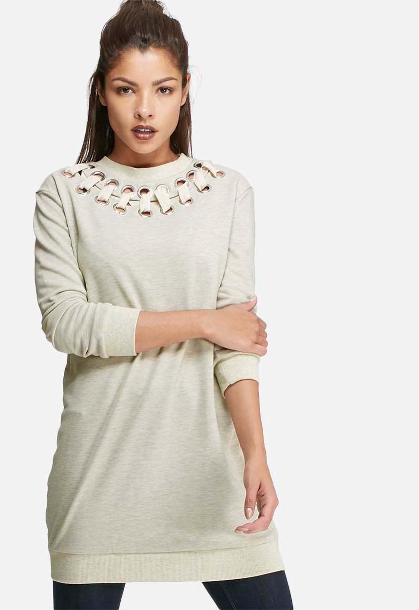 Glamorous - Eyelet detail longline top 