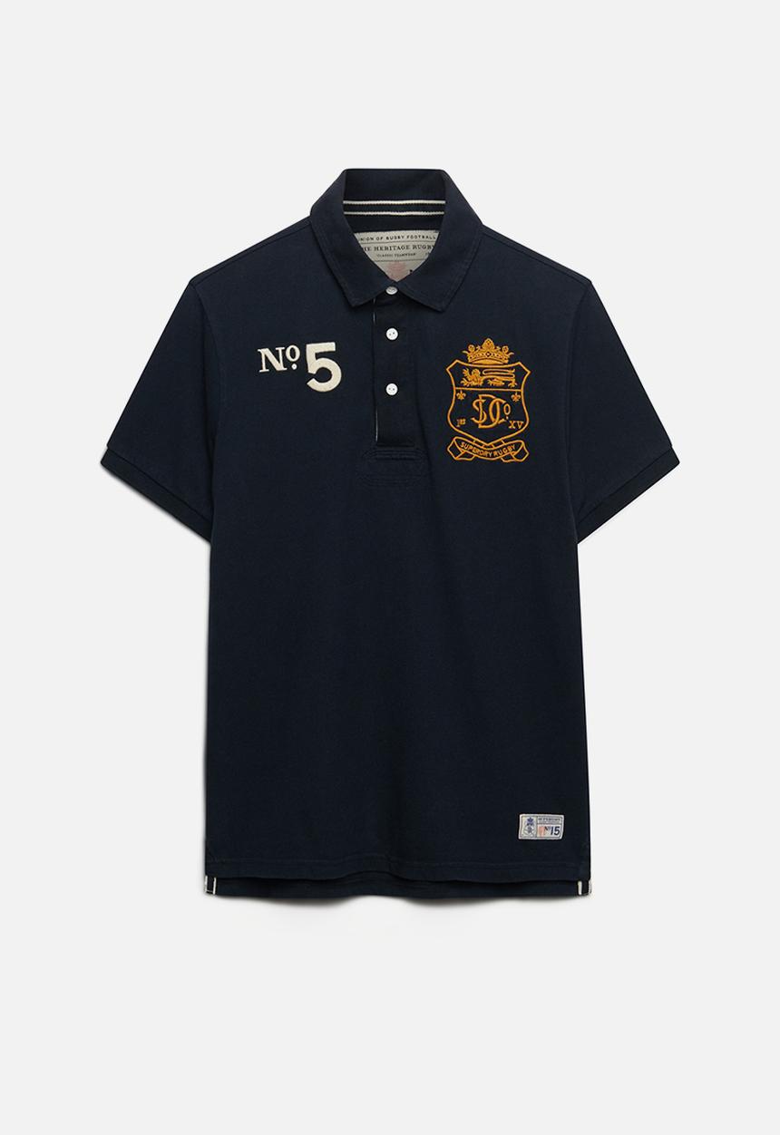 Superdry. - Double Emblem Jersey Short Sleeve Rugby - Eclipse Navy