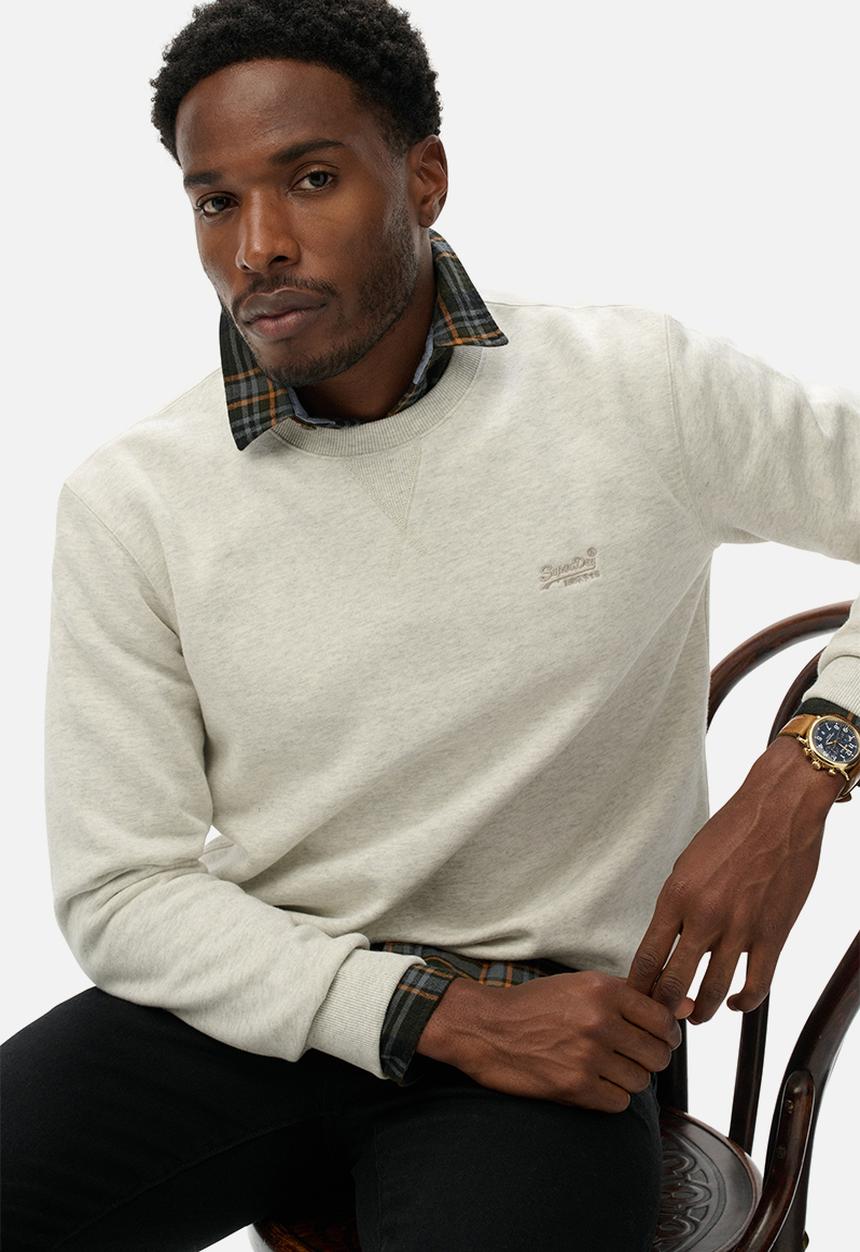 Superdry. - Essential Logo Crew Sweatshirt - Straw Grey Marl