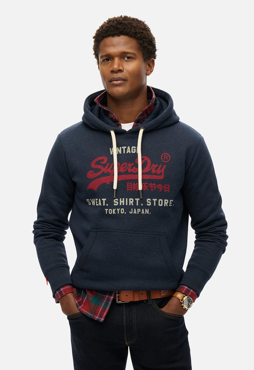 Superdry. - Vl Heritage Relaxed Hoodie - Trench Navy Marl