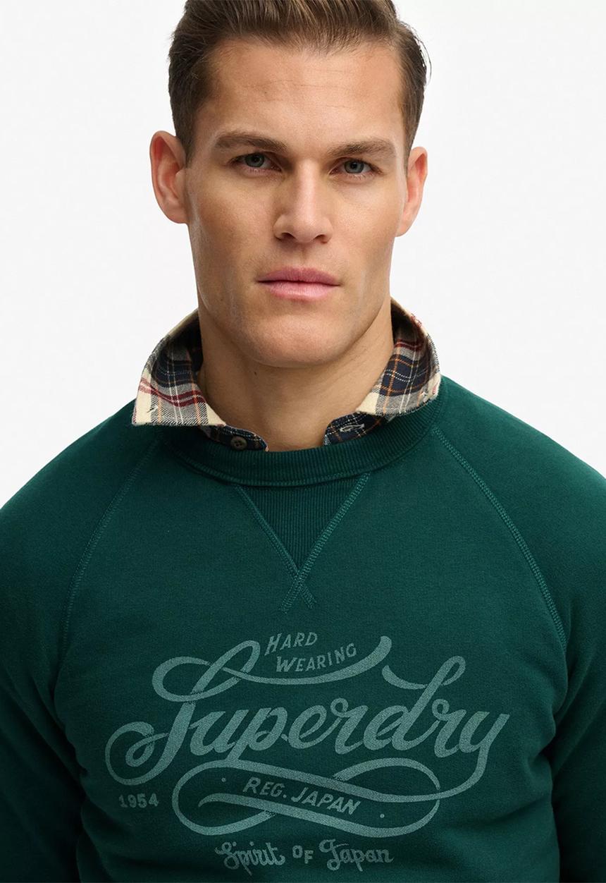 Superdry. - Merchant Vintage Print Sweat - Varsity Green