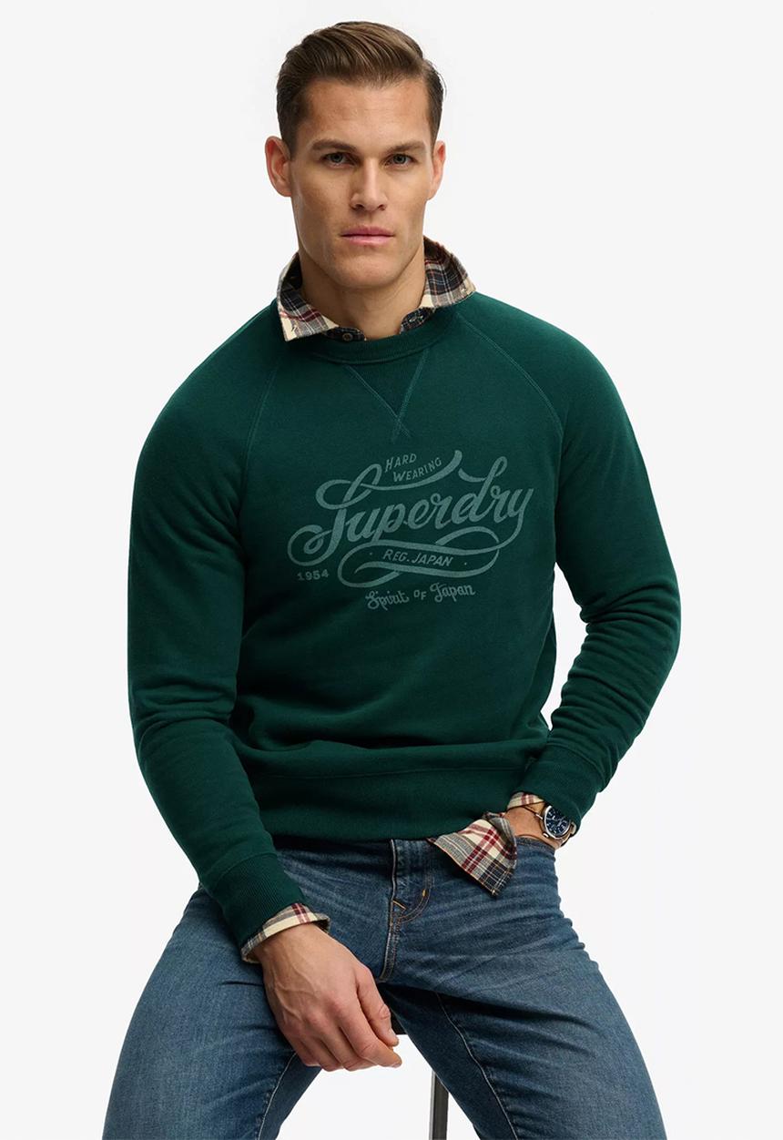 Superdry. - Merchant Vintage Print Sweat - Varsity Green