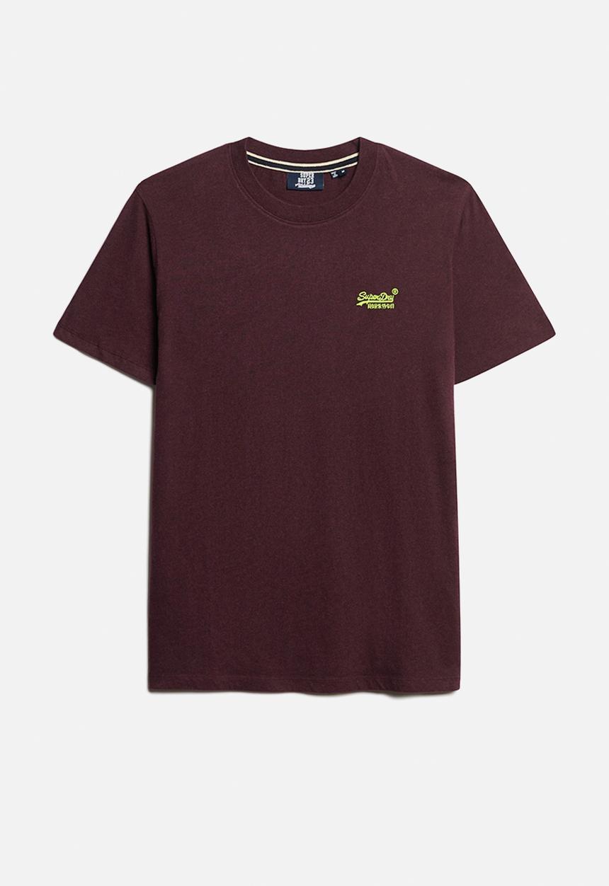Superdry. - Essential Logo Emb Tee - Tawnty Port Marl/Fluro Yellow