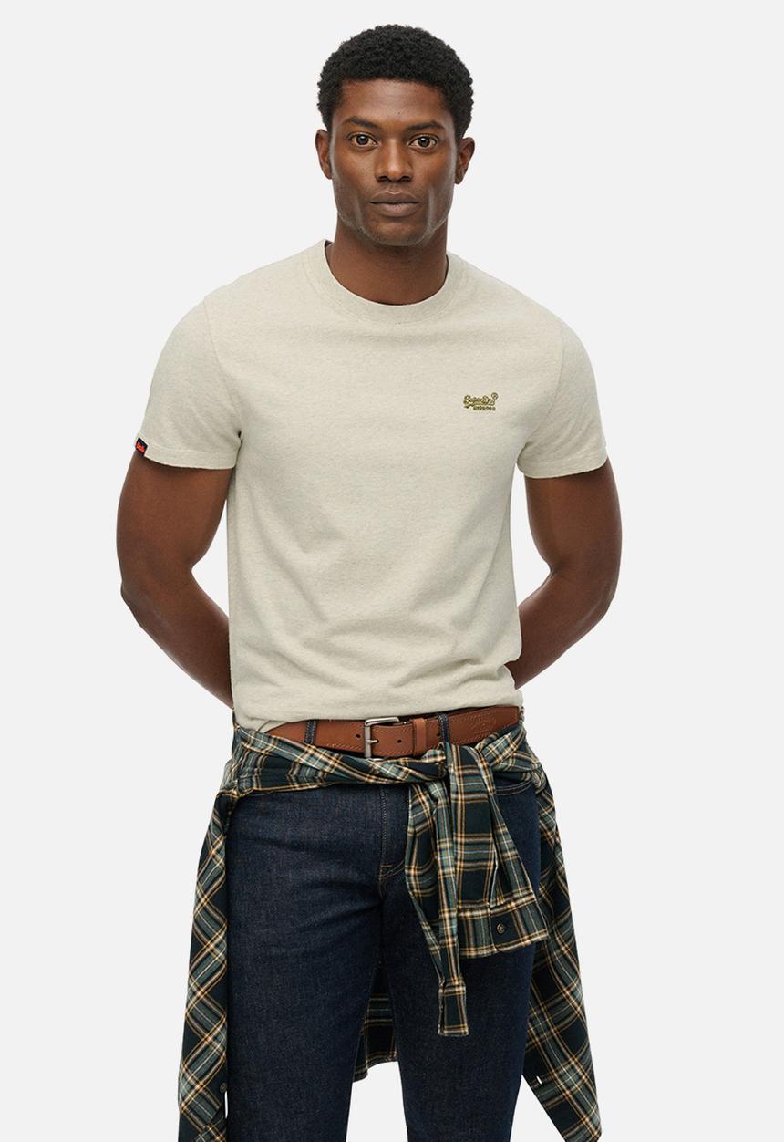 Superdry. - Essential Logo Emb Tee - Straw Grey Marl
