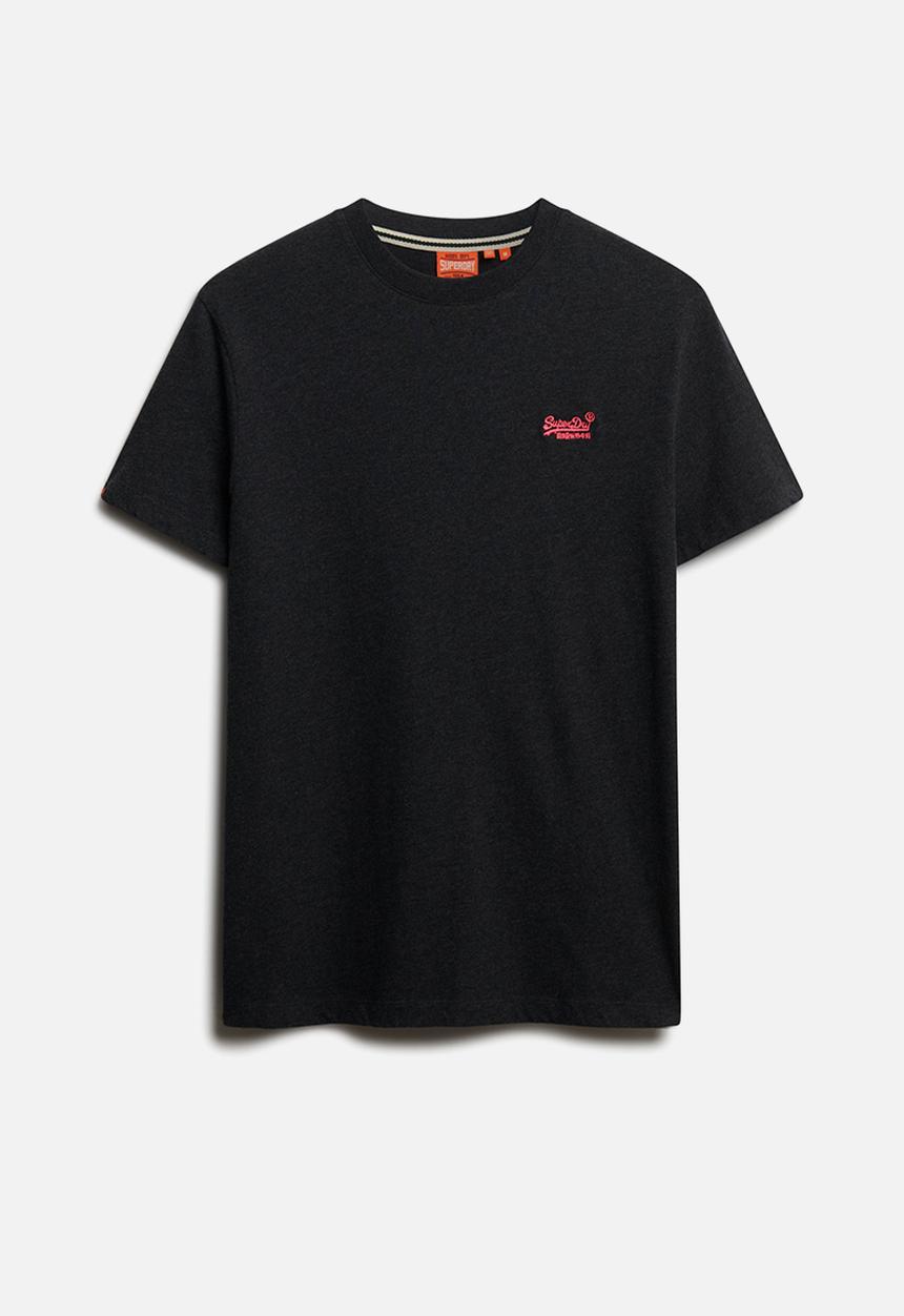 Superdry. - Essential Logo Emb Tee - Raven Black Marl/Pink