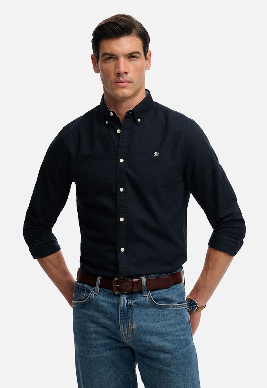 Superdry. - Preppy Oxford Long Sleeve Shirt - Eclipse Navy