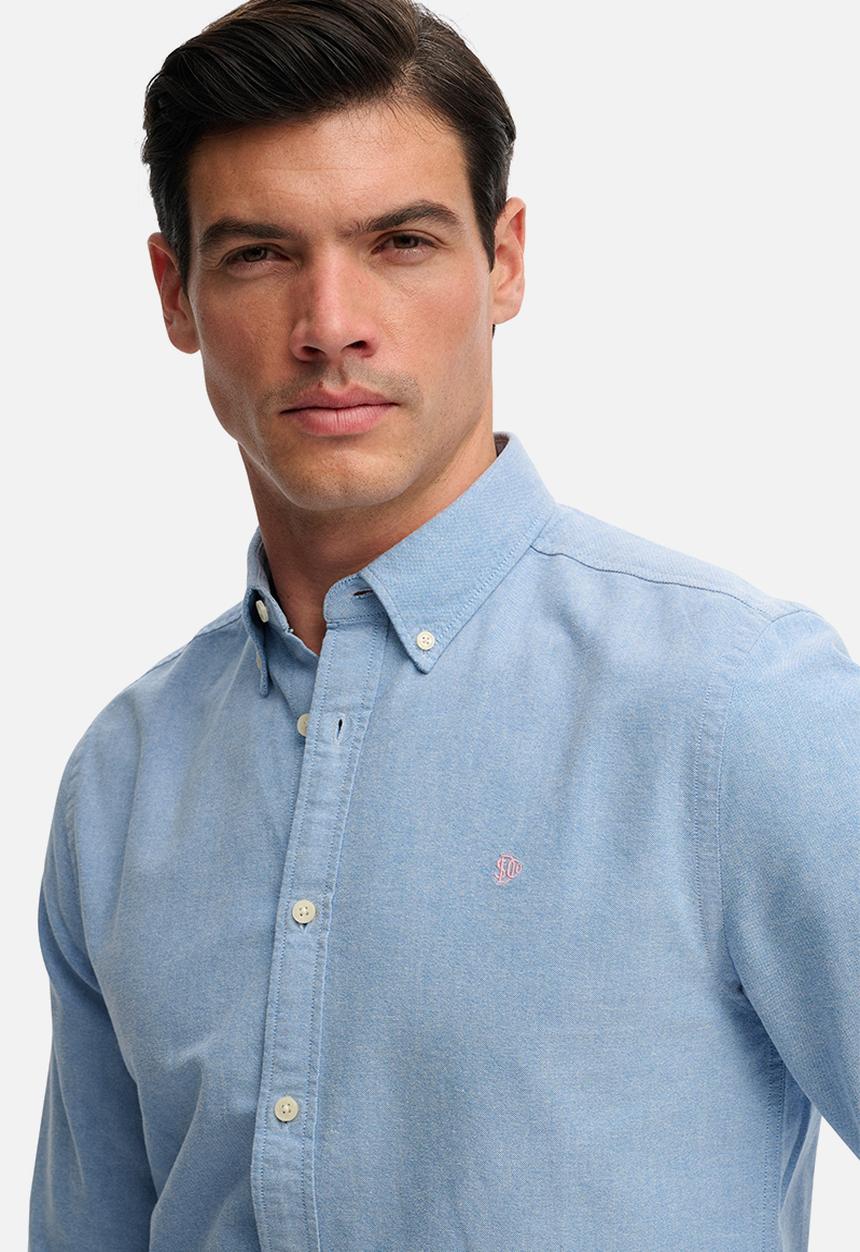 Superdry. - Preppy Oxford Long Sleeve Shirt - Sky Blue Chambray