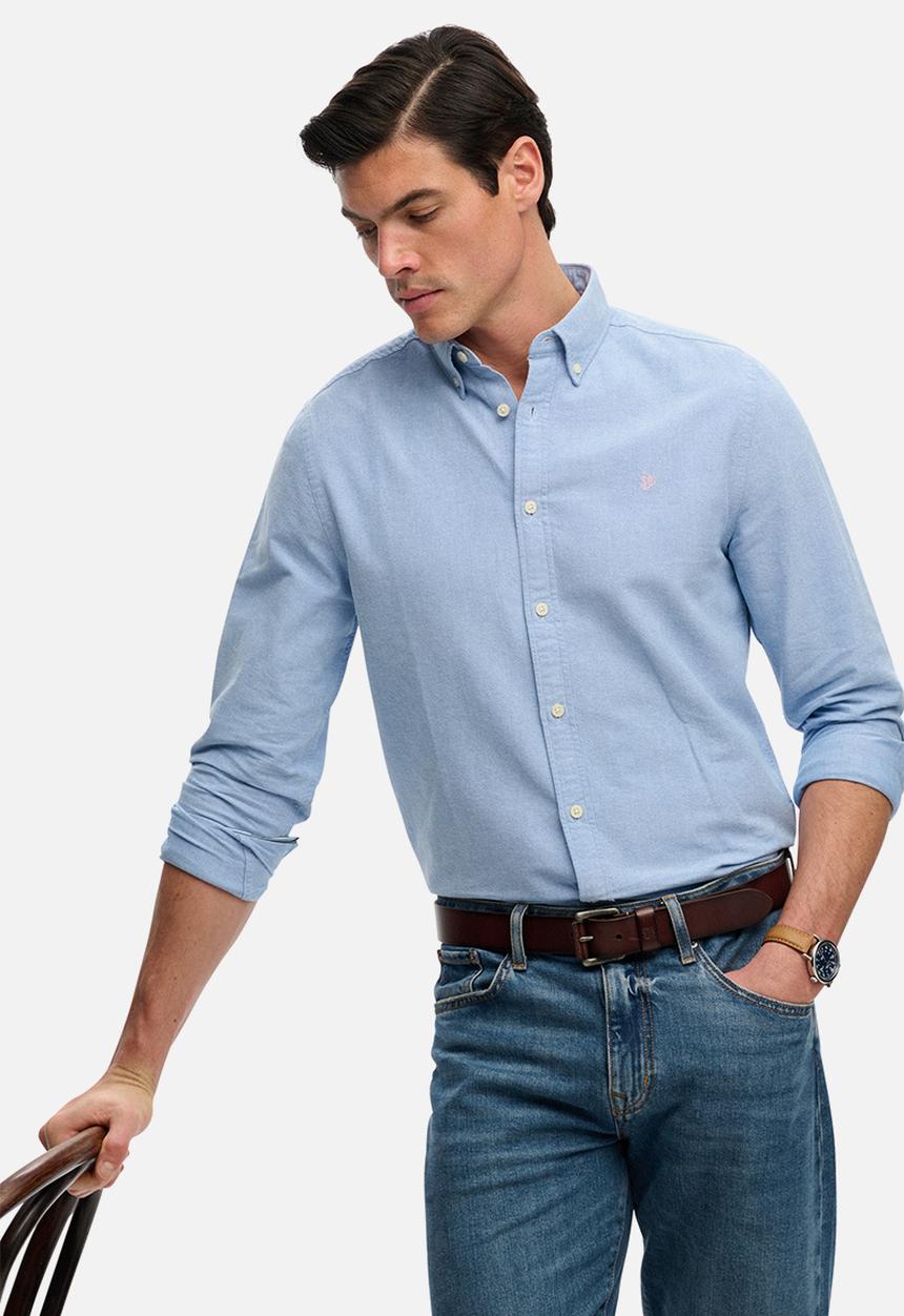 Superdry. - Preppy Oxford Long Sleeve Shirt - Sky Blue Chambray