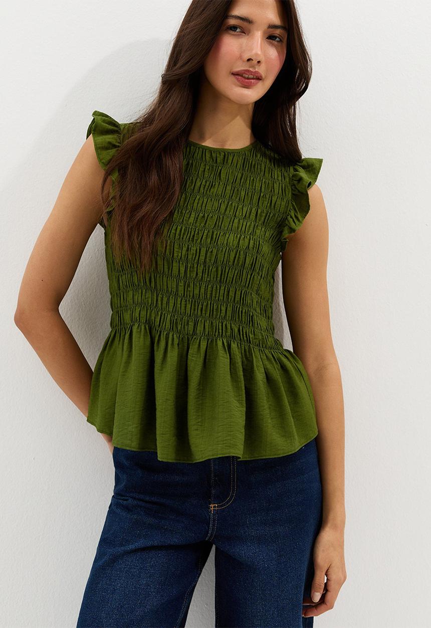 New Look - K phoenix plain shirred top - green