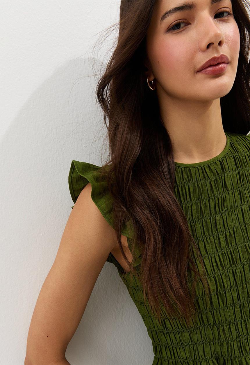 New Look - K phoenix plain shirred top - green