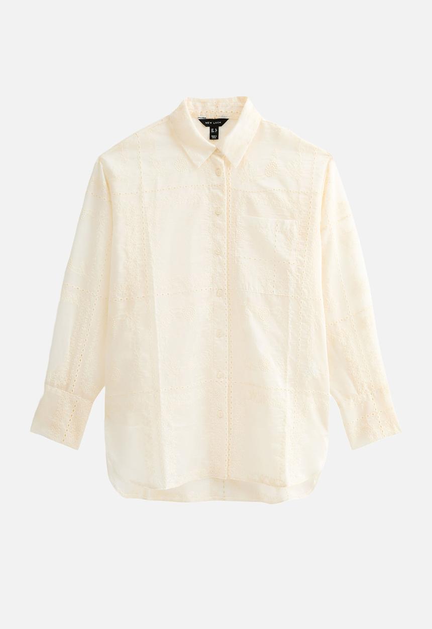 New Look - Polly emb patchwork shirt - cream