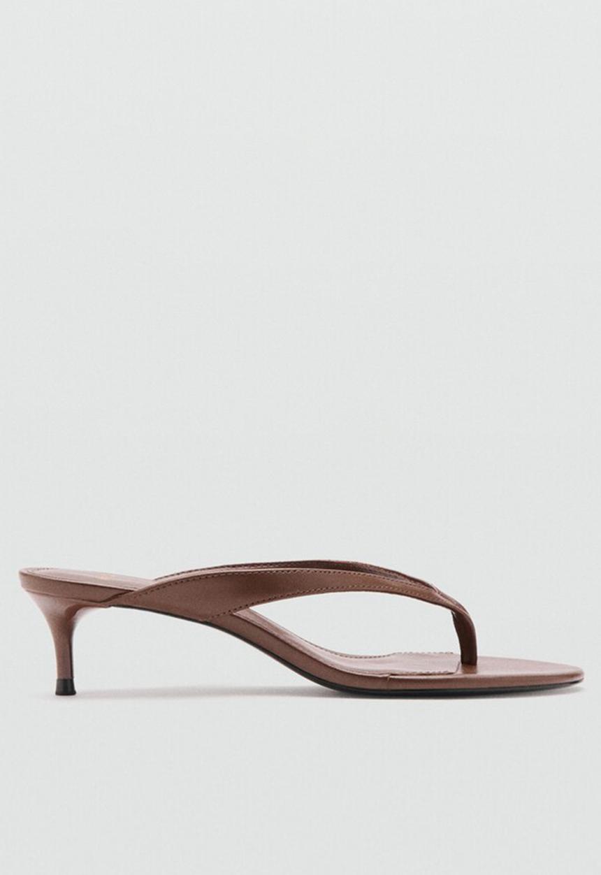 MANGO - Back open toe mule - dark brown
