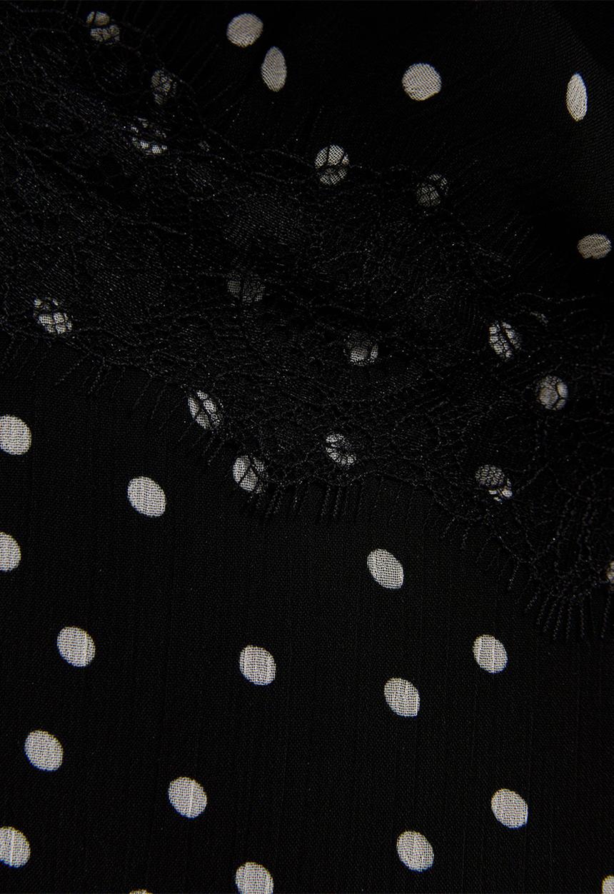 New Look - Spot chiff tier tea maxi - black