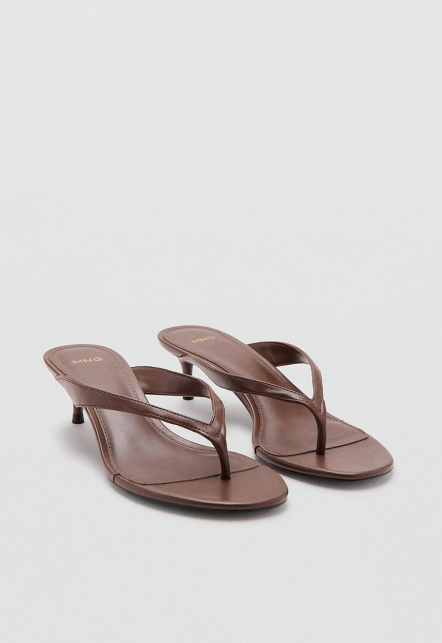 MANGO - Back open toe mule - dark brown