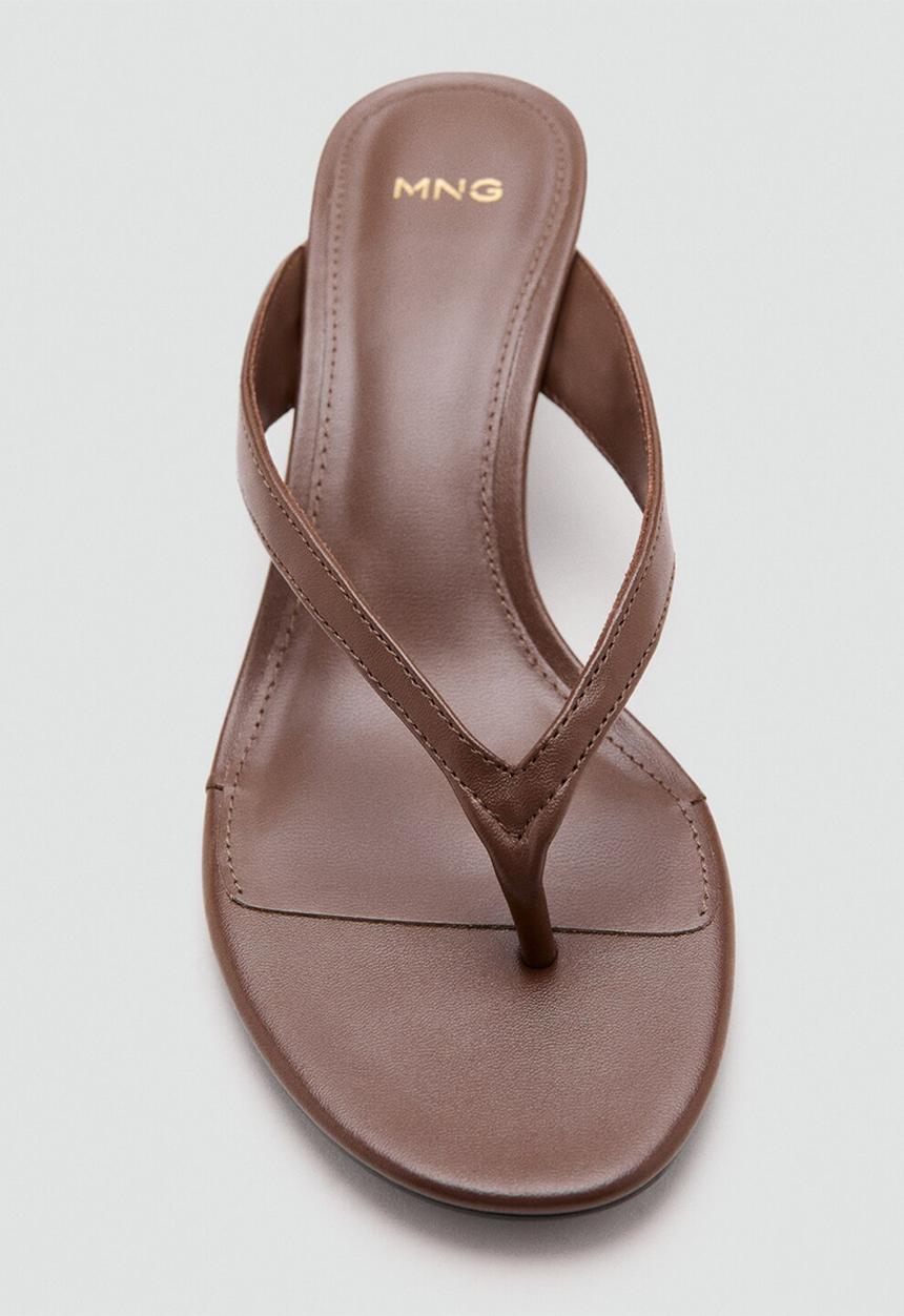 MANGO - Back open toe mule - dark brown