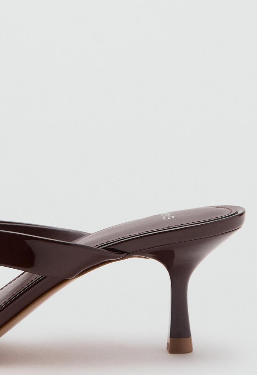 MANGO - Tiger open toe mule - dark brown