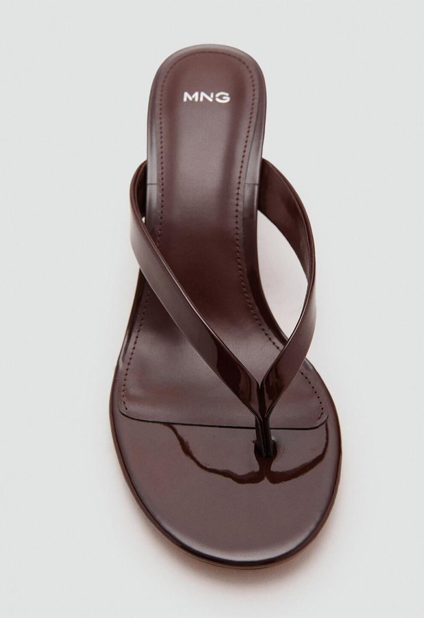 MANGO - Tiger open toe mule - dark brown