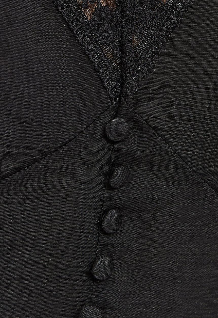 New Look - K tayla lace button tea top - black