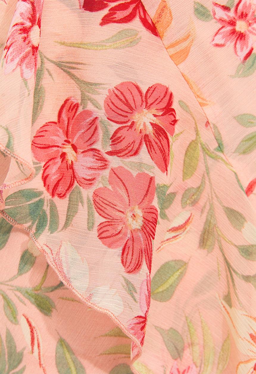 New Look - Selina floral godet chiffon midi dress - pink