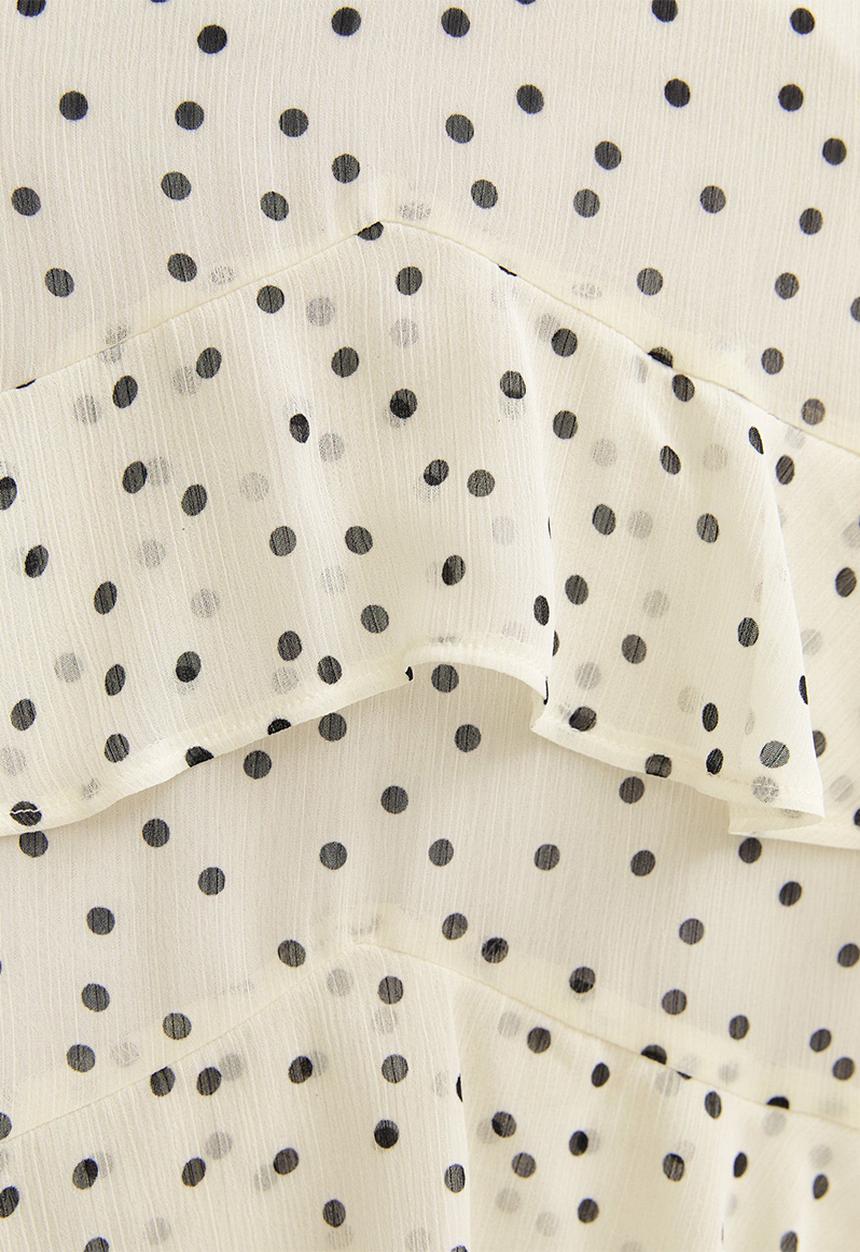 New Look - Spot chiffon tier tea maxi dress - cream
