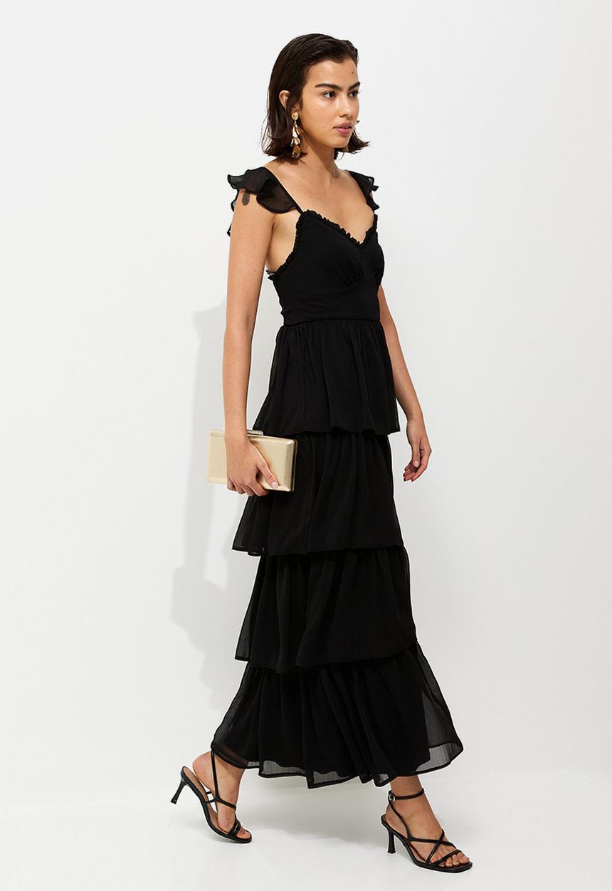 New Look - Tiered chiffon cami midi dress - black