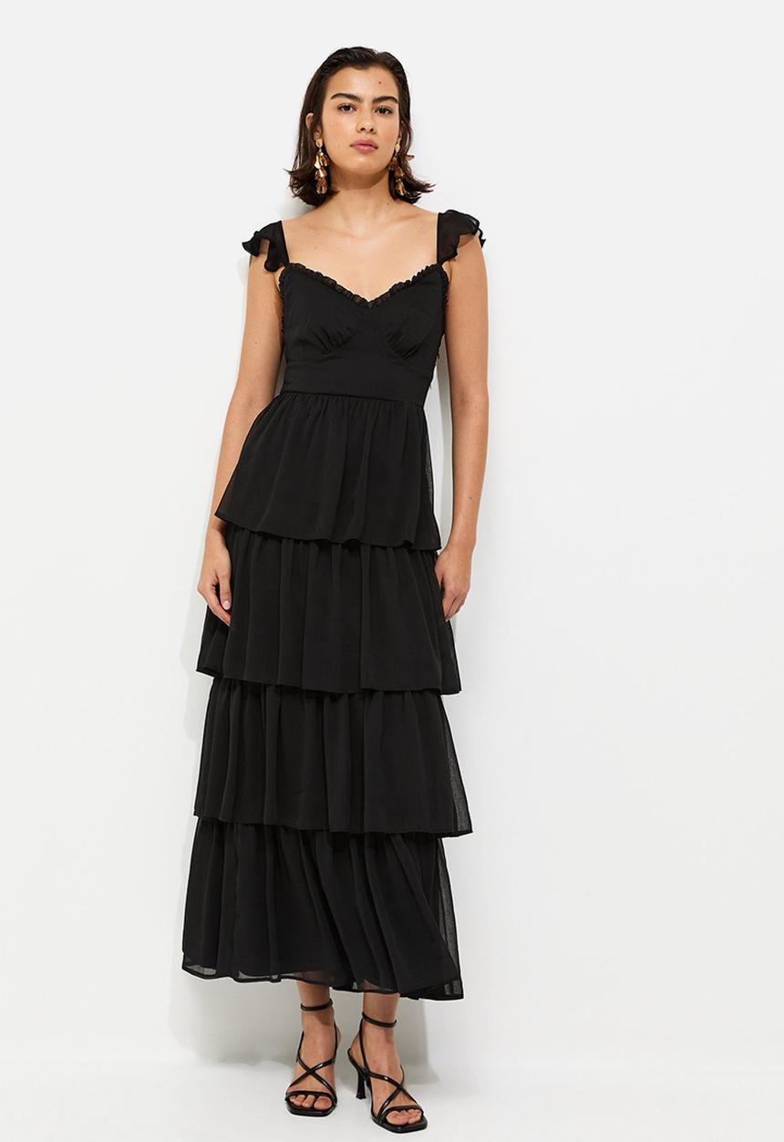 New Look - Tiered chiffon cami midi dress - black