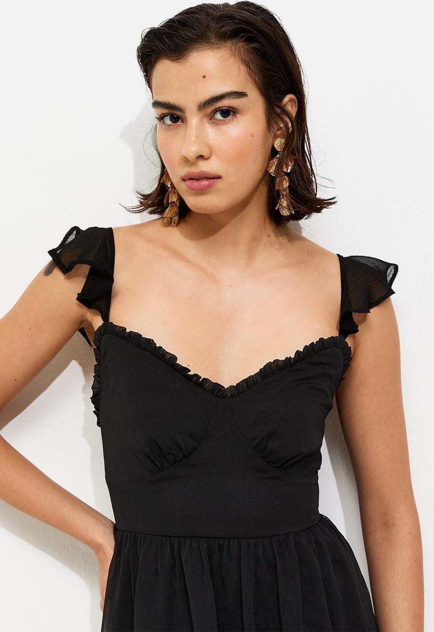 New Look - Tiered chiffon cami midi dress - black