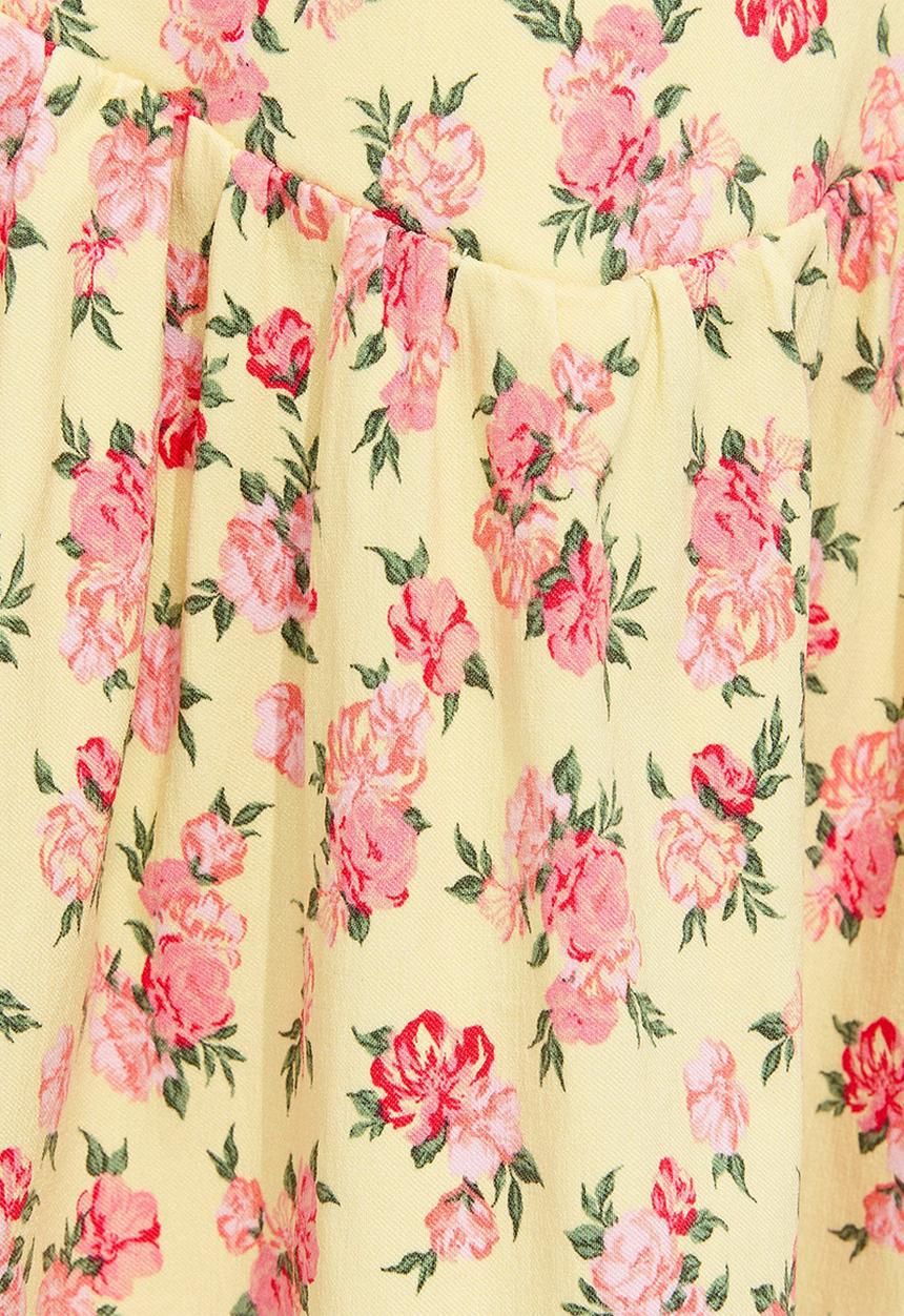 New Look - Ex ditsy floral halter midi dress - yellow