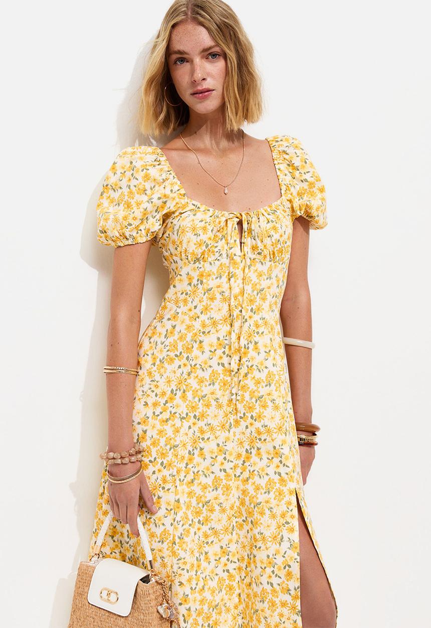 New Look - Rose maid midi dress - yellow