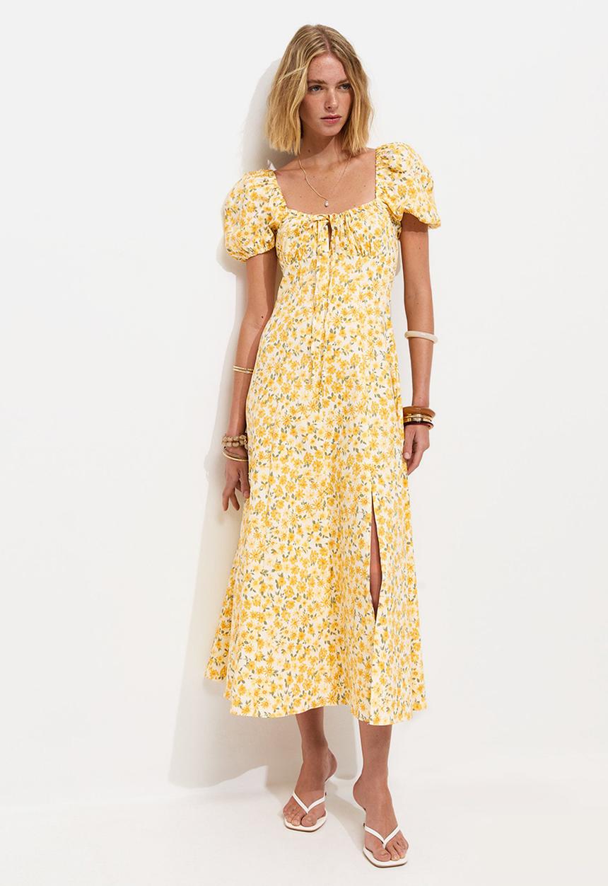 New Look - Rose maid midi dress - yellow