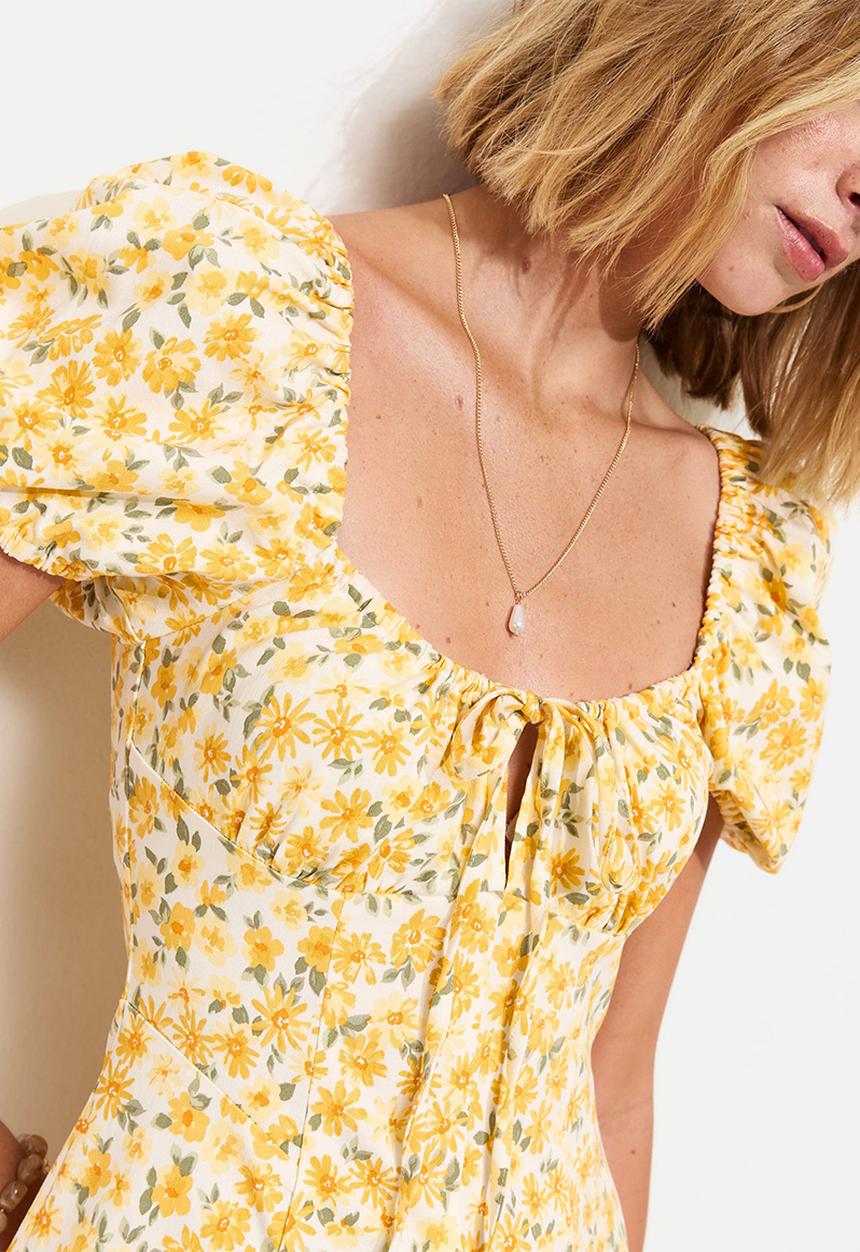 New Look - Rose maid midi dress - yellow