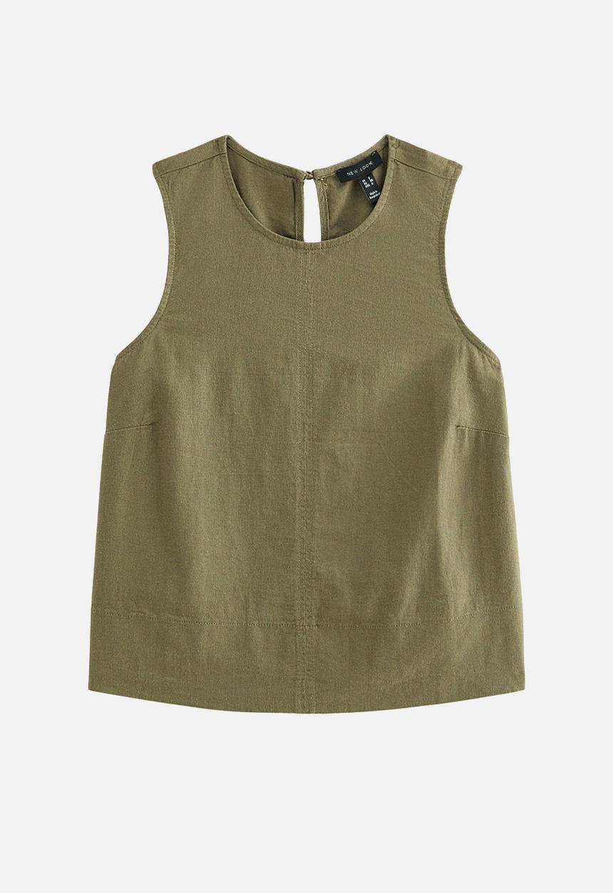 New Look - K st clara linen seam shell top - khaki