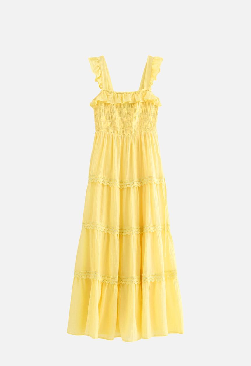 New Look - Tulla tiered frill shirred maxi dress - bright yellow
