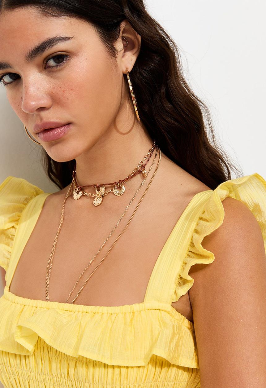 New Look - Tulla tiered frill shirred maxi dress - bright yellow
